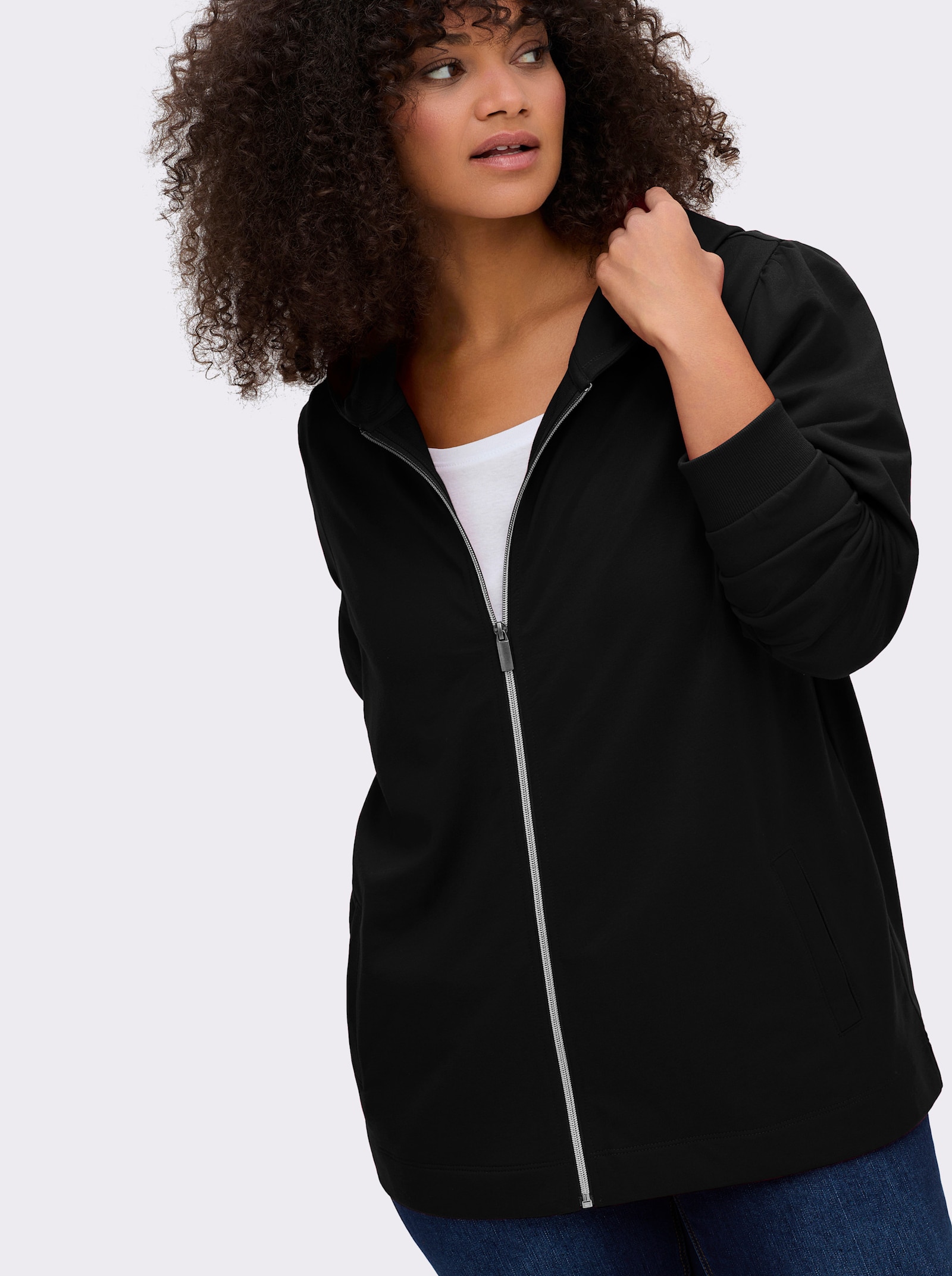sheego Sweatjacke - schwarz