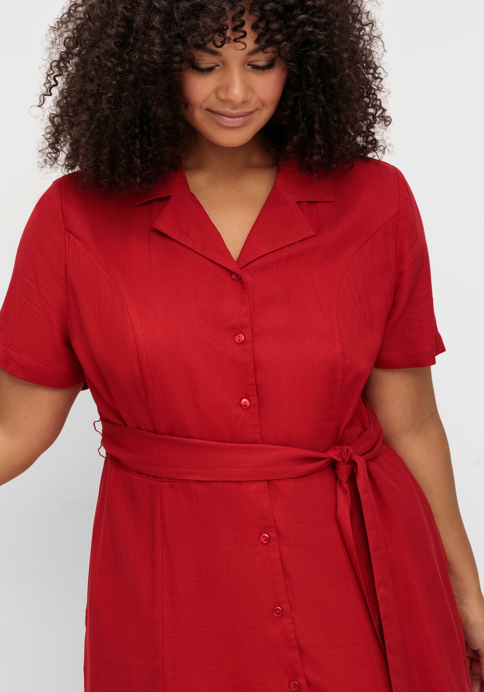 sheego by Joe Browns Hemdblusenkleid in Crêpe-Qualität - rot