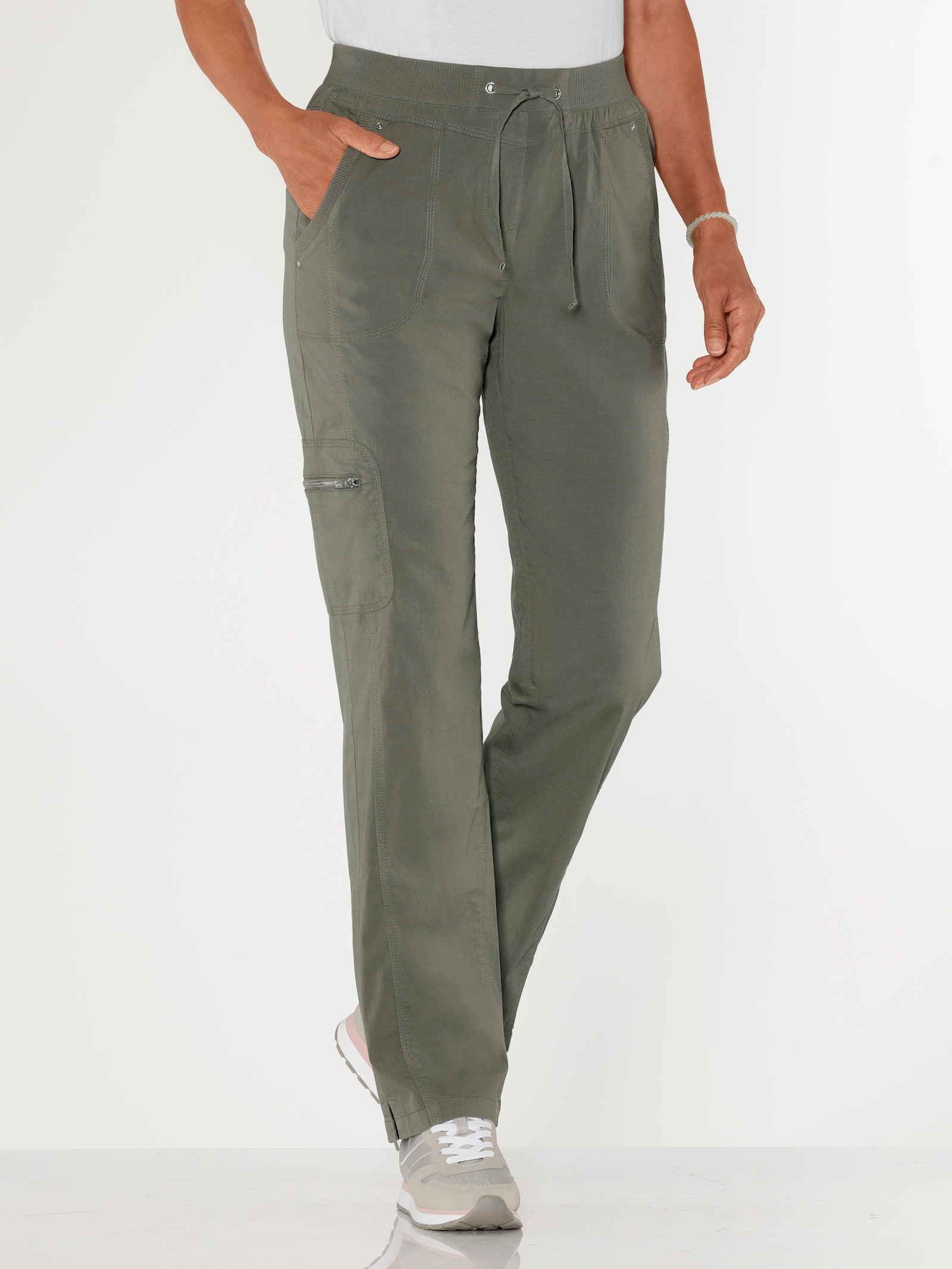 Schlupfhose mit funktionalen Taschen - khaki