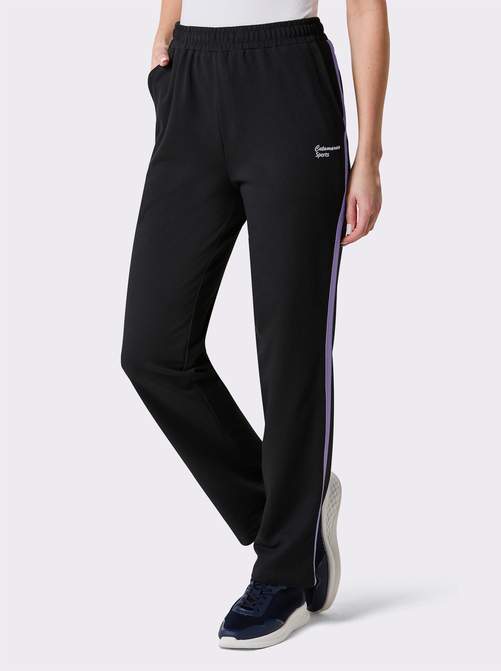 Catamaran Sports Vrijetijdsbroek met contraststreep - zwart/lavendel