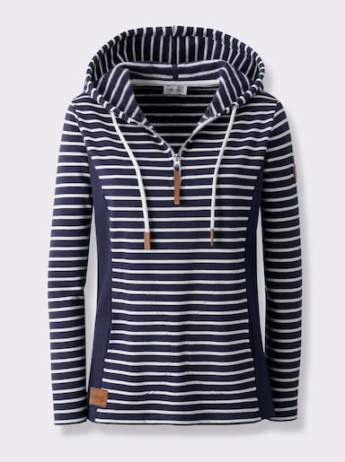 Kapuzensweatshirt - marine-ecru-geringelt