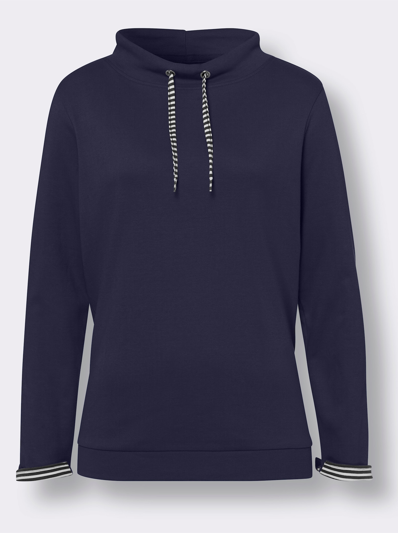 Sweatshirt mit gestreiftem Bindeband - marine