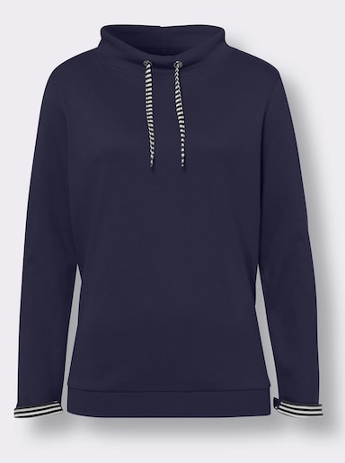 Sweatshirt mit gestreiftem Bindeband - marine
