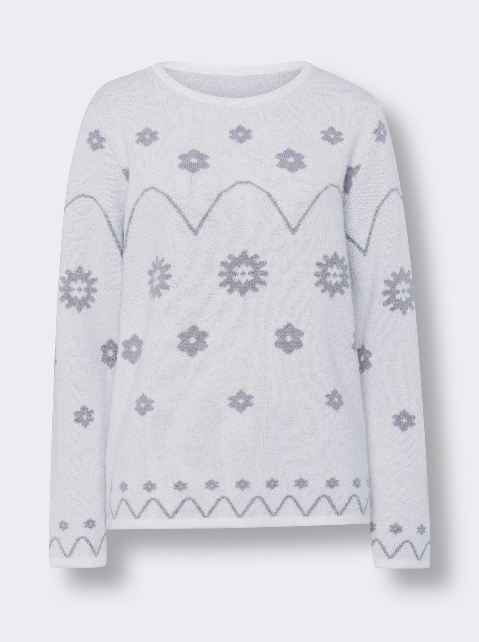 heine Langarm-Pullover mit Jacquard-Dessin - champagner-steingrau-gemustert