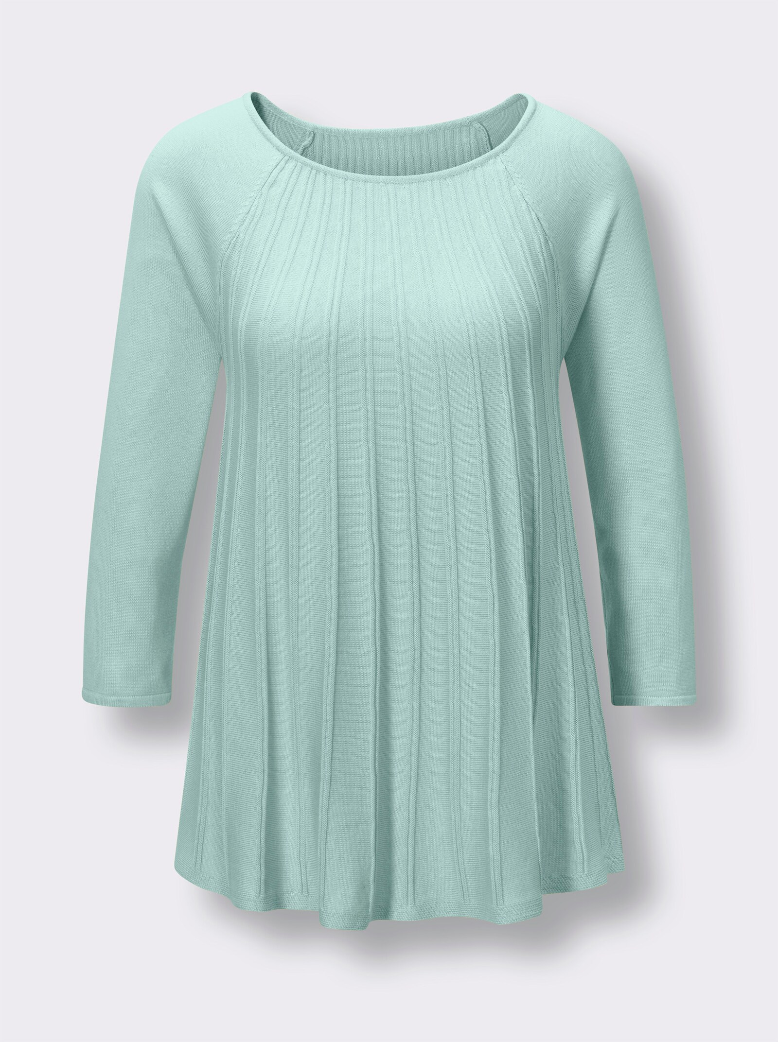 CREATION L PREMIUM Pullover met 3/4-mouwen in plissélook - kalkmint