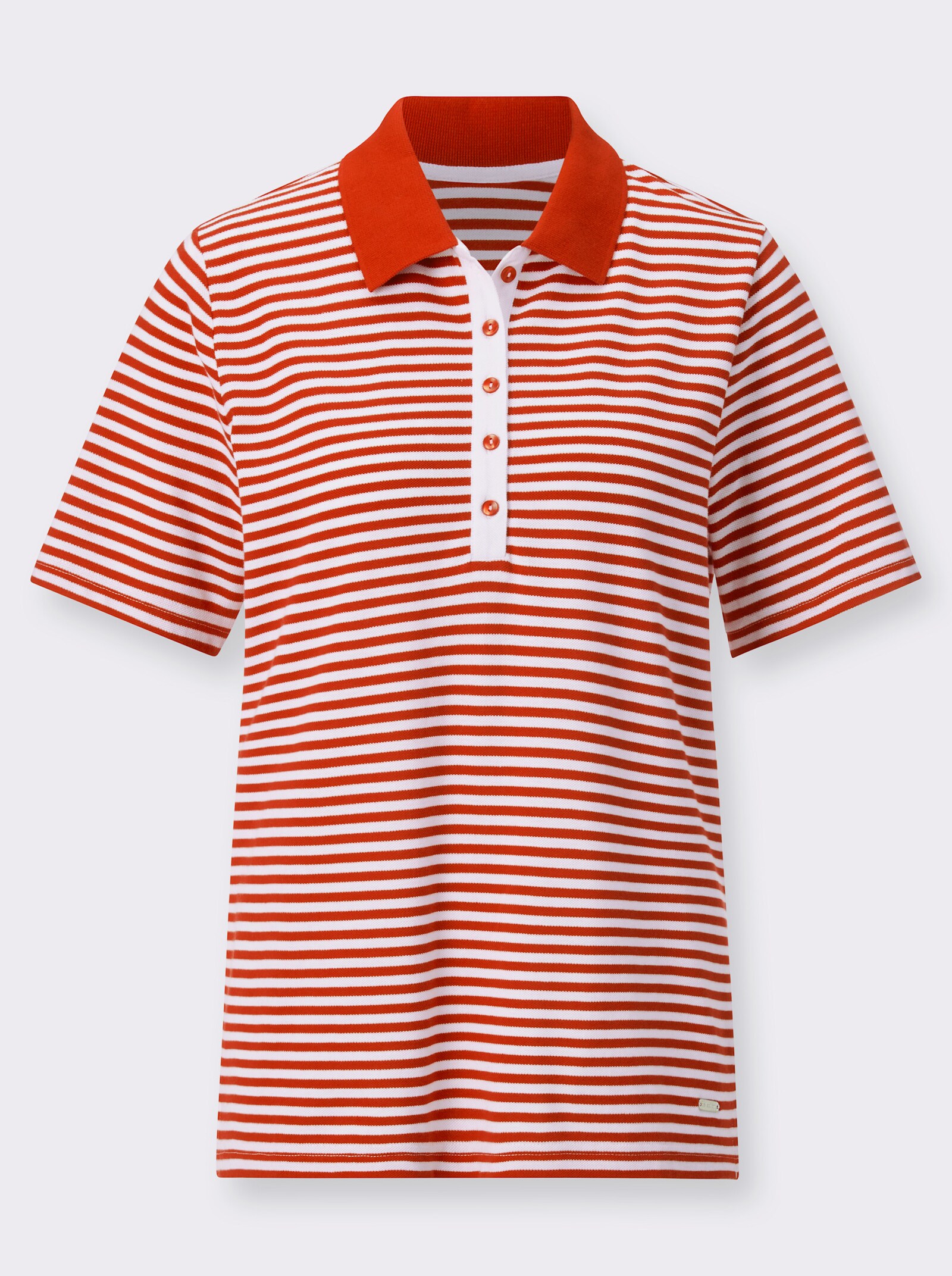 Poloshirt van piqué. - aardbei/wit gestreept