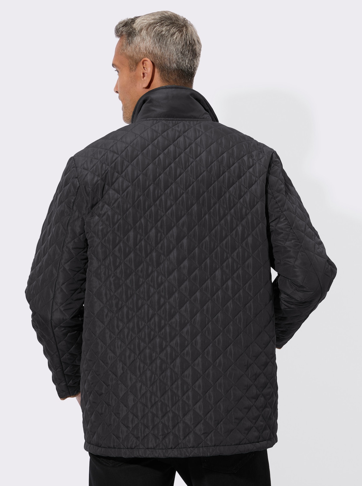 Steppjacke im Rautenmuster - schwarz