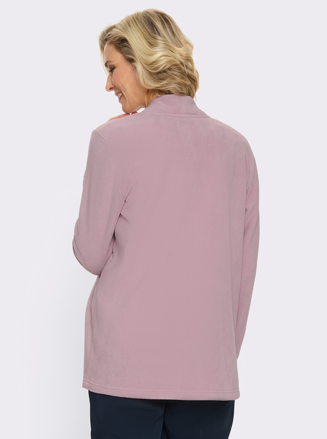 Fleecejacke mit V-Ausschnitt - mauve