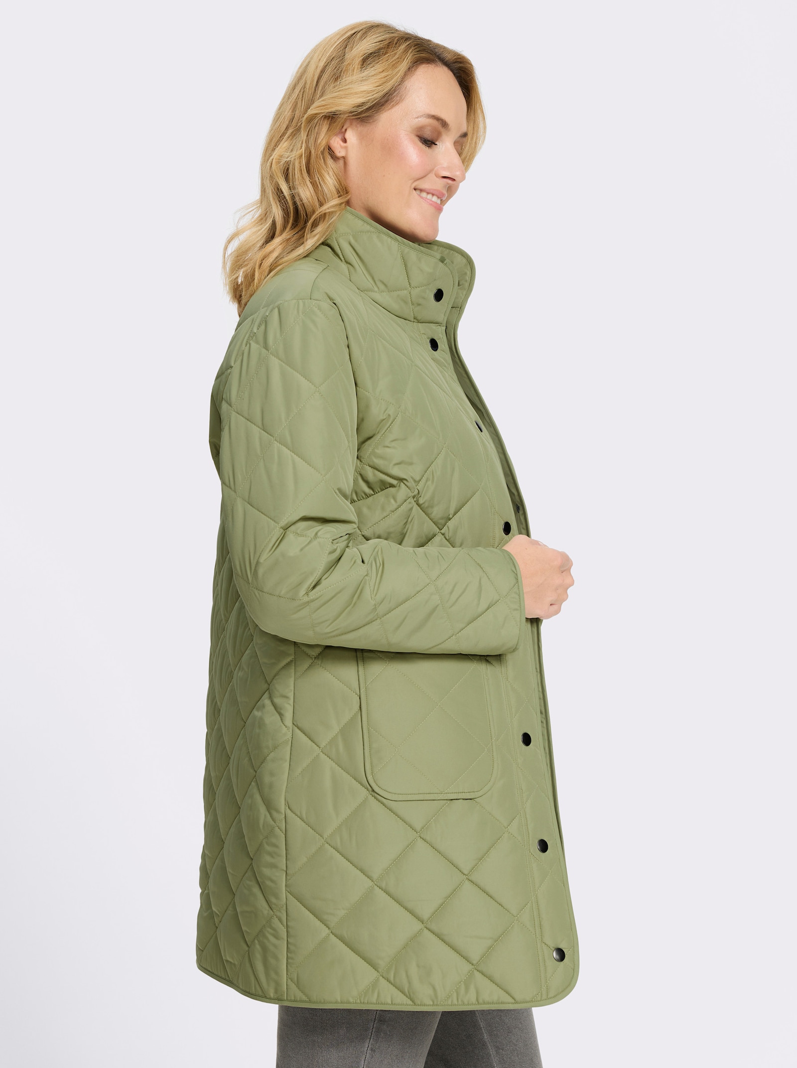Longjacke mit quadratischem Steppmuster - schilf