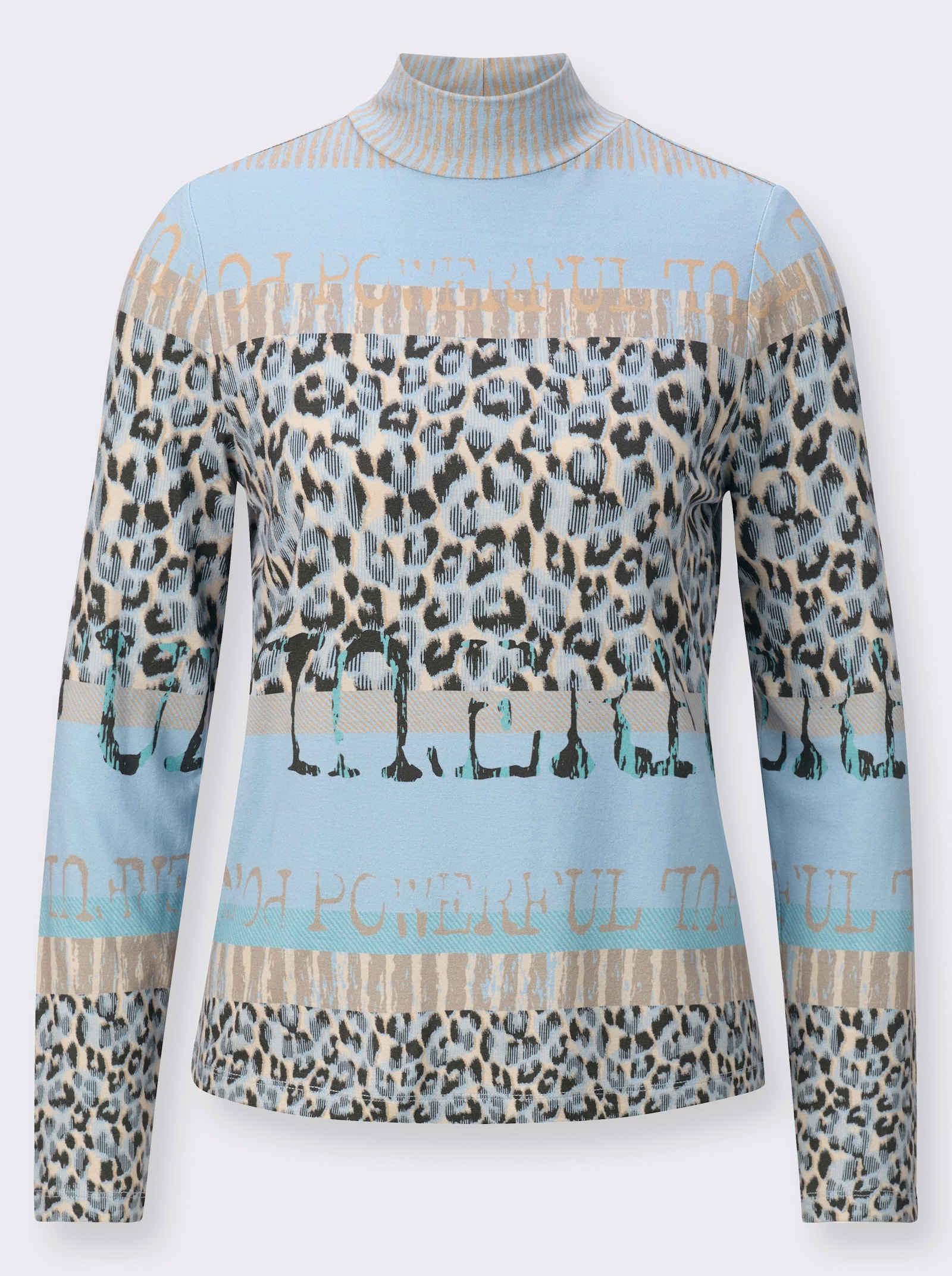 Stehkragenshirt im Dessinmix - grau-graphit-gemustert