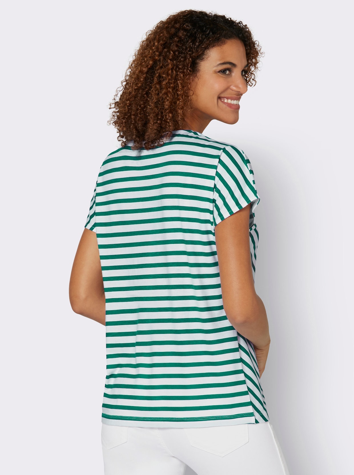 Proužkované tričko - zelená-bílá-proužek