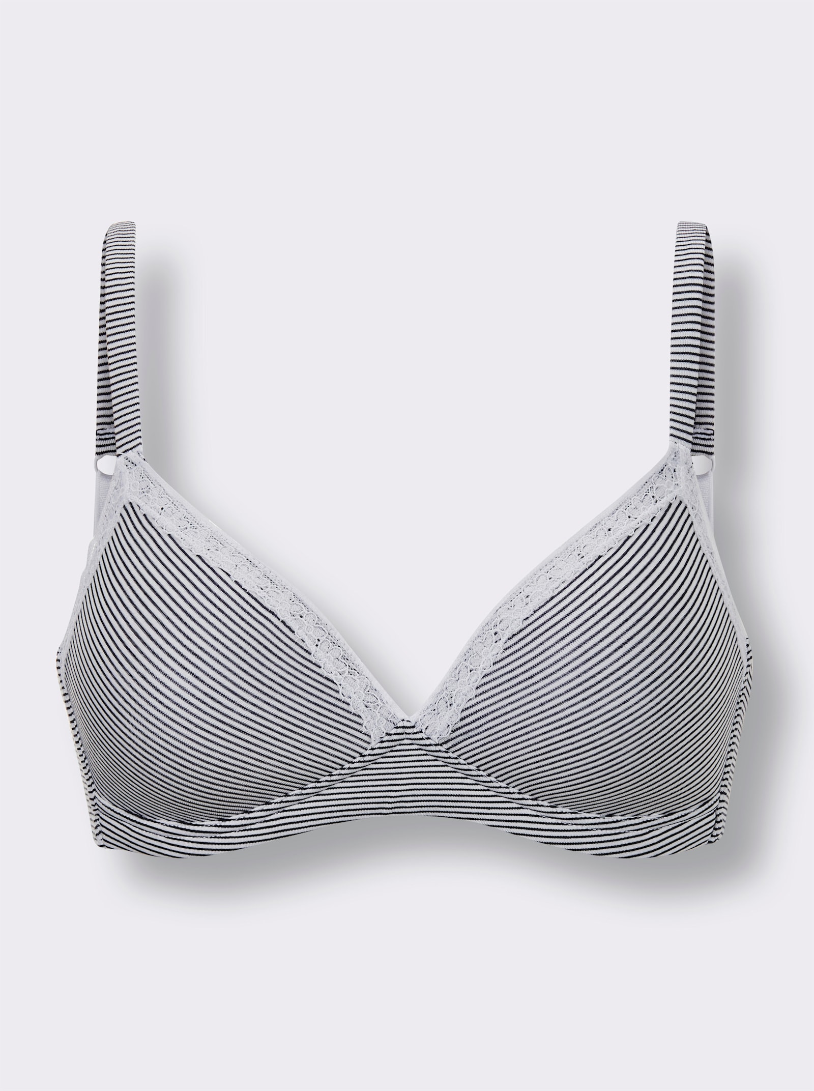 Komfort-BH ohne Bügel - weiss-rauchblau-gestreift