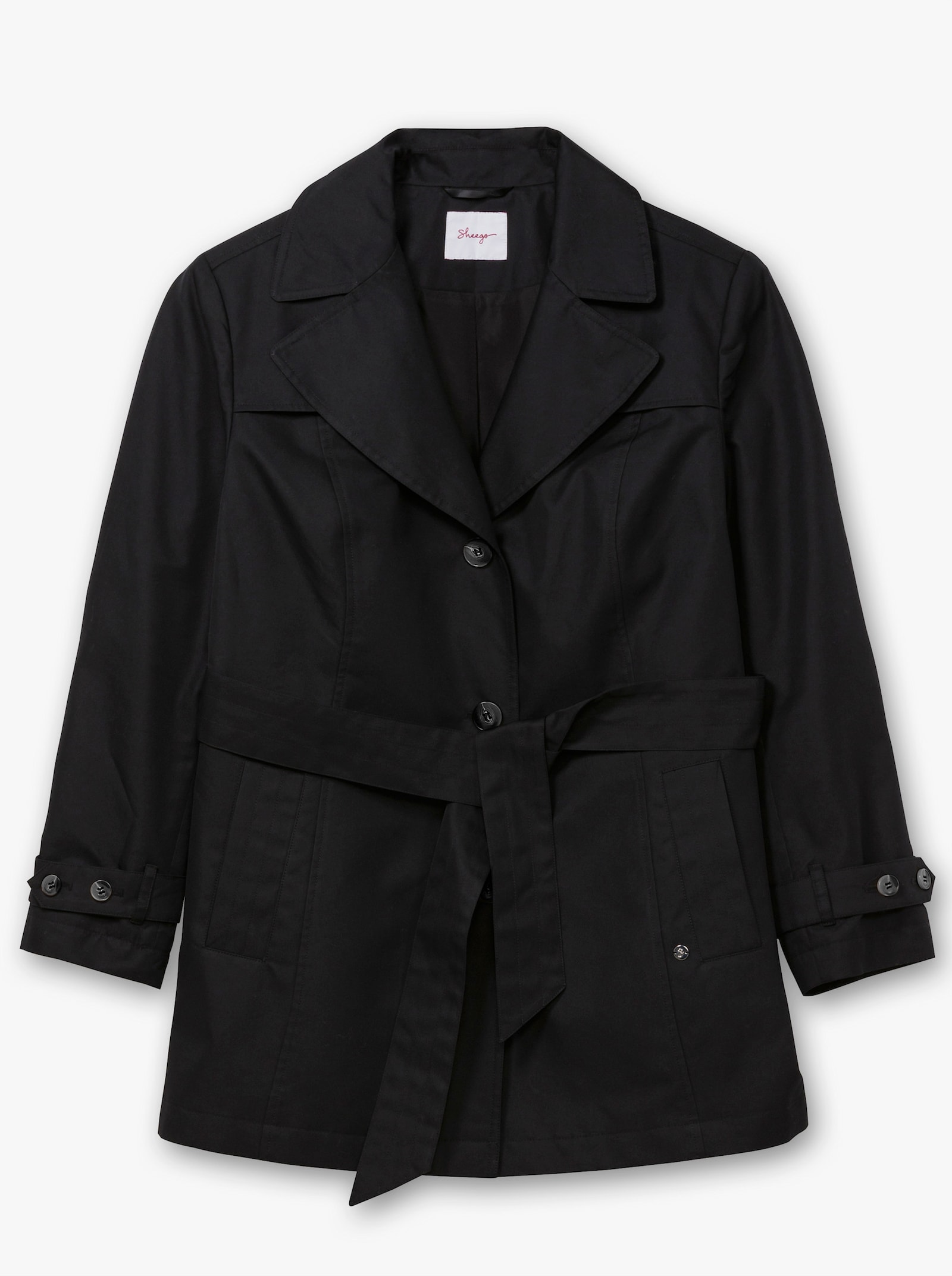 sheego Trenchcoat in kurzer Form, wasserabweisend - schwarz