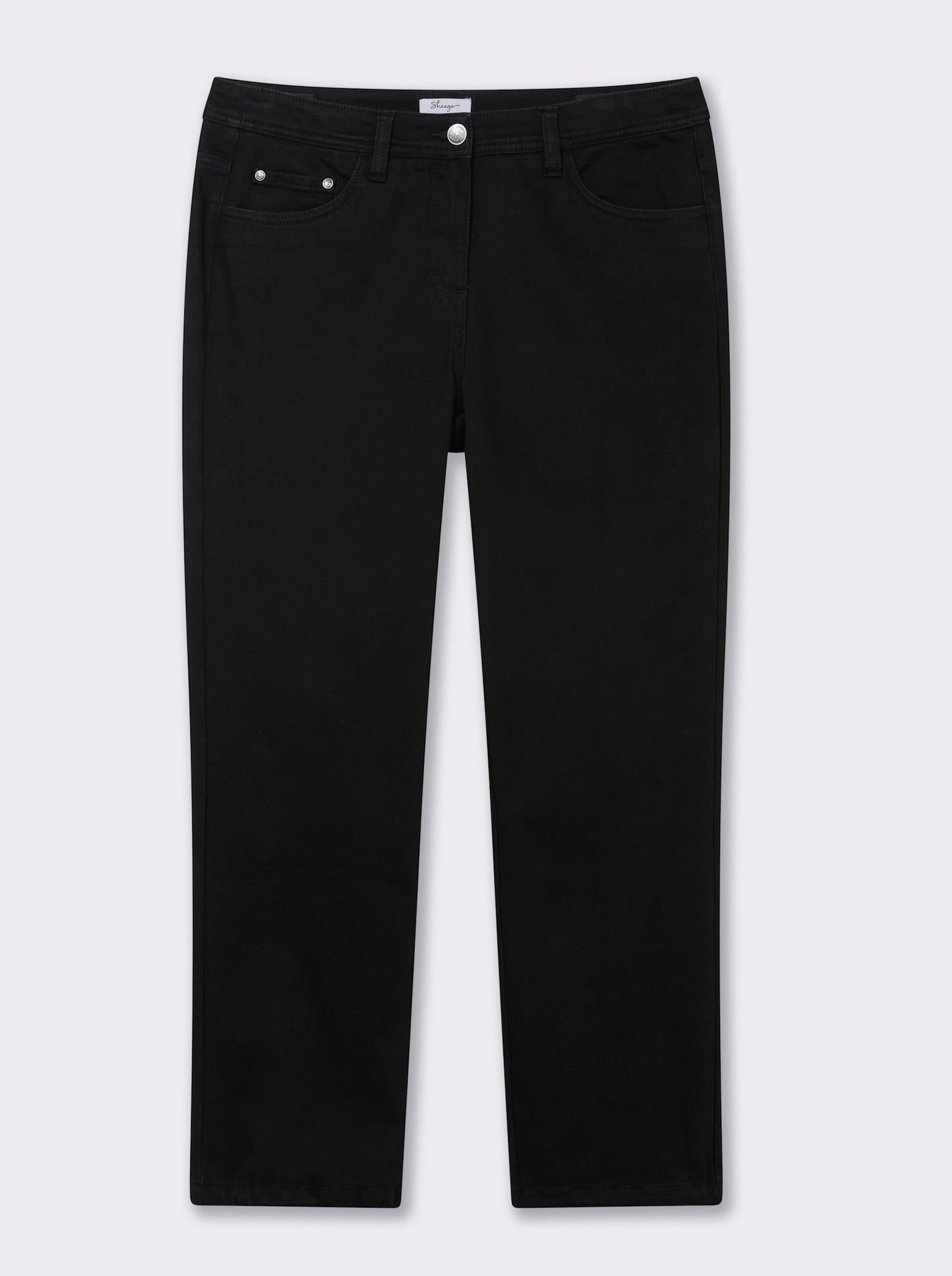 sheego Thermojeans met wijdteregeling op band en zoom - zwart