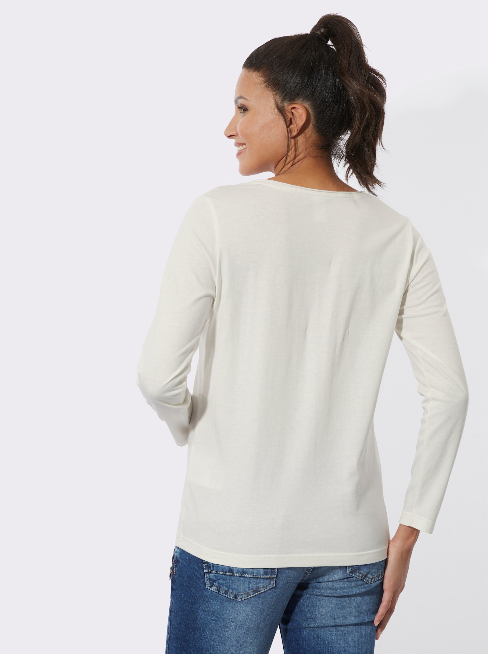 Langarmshirt mit Camouflage-Stern - ecru-khaki