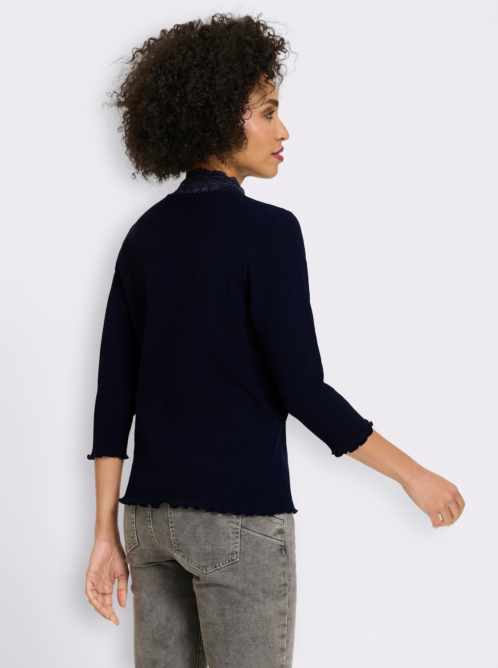 heine 3/4-Arm-Shirt mit Spitzeneinsatz - marine