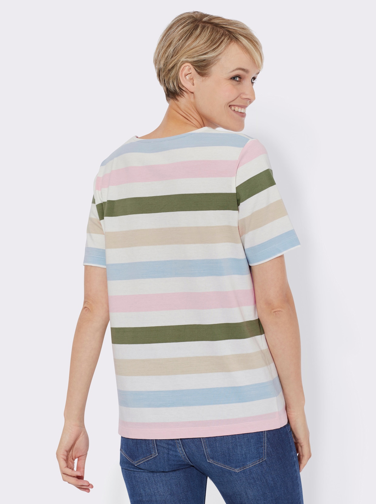 T-shirt à rayures - à rayures fines multicolores