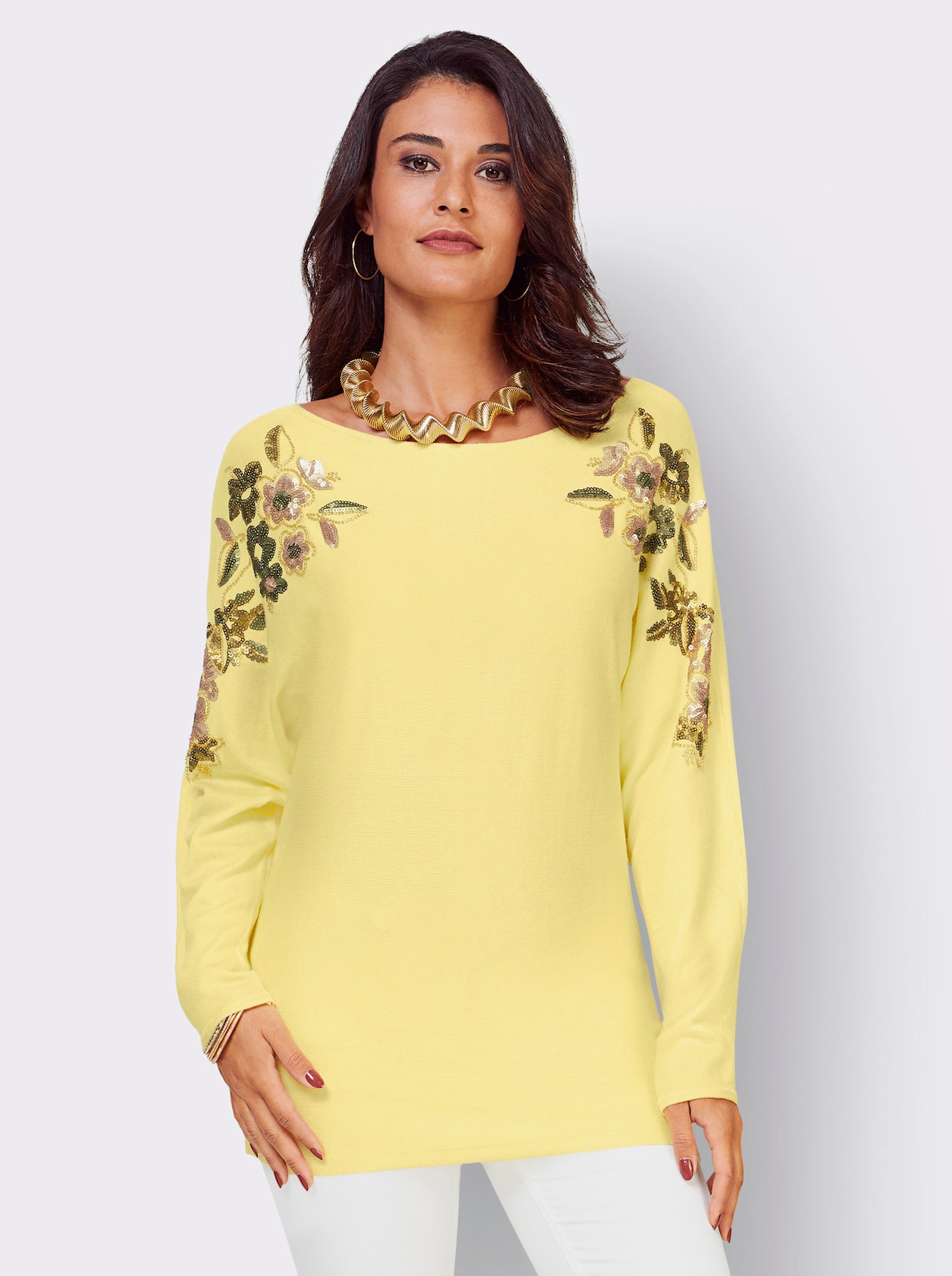 Pullover met 3/4-mouwen - citroen