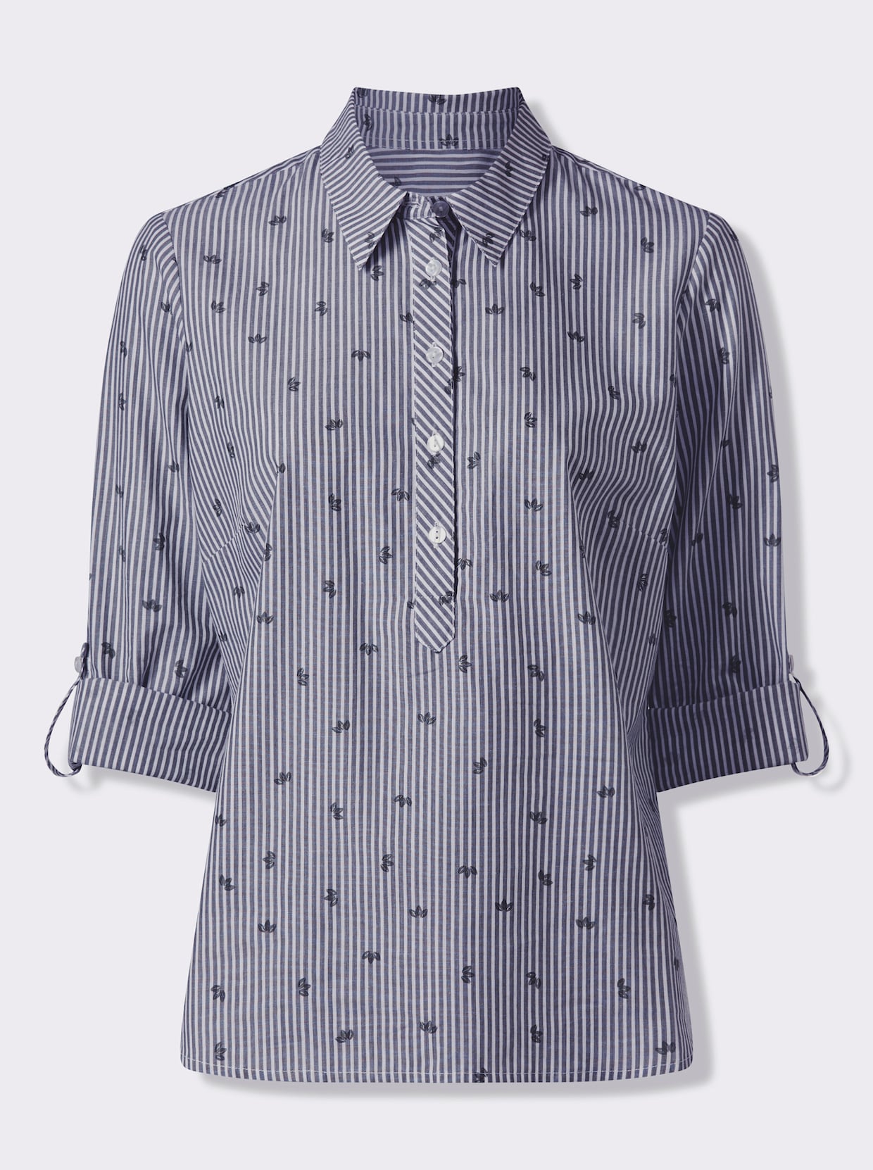 Baumwollbluse - marine-gestreift