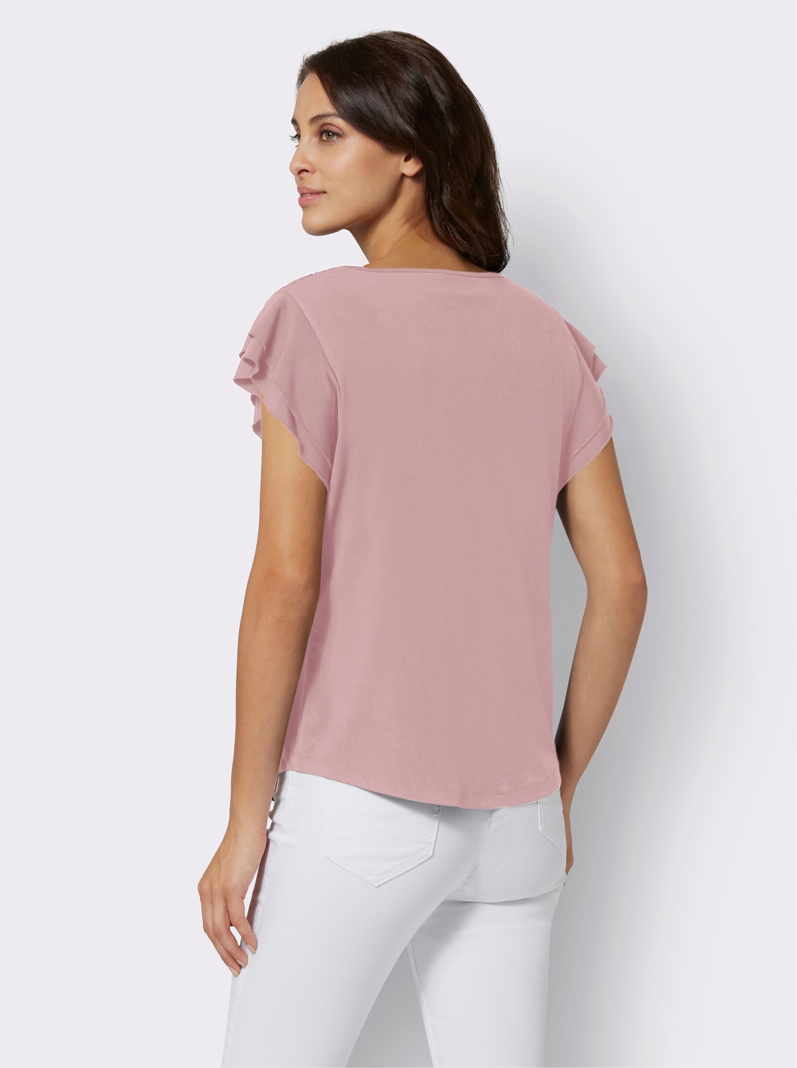  Kurzarmshirt Mit Volant-Ärmel - puder