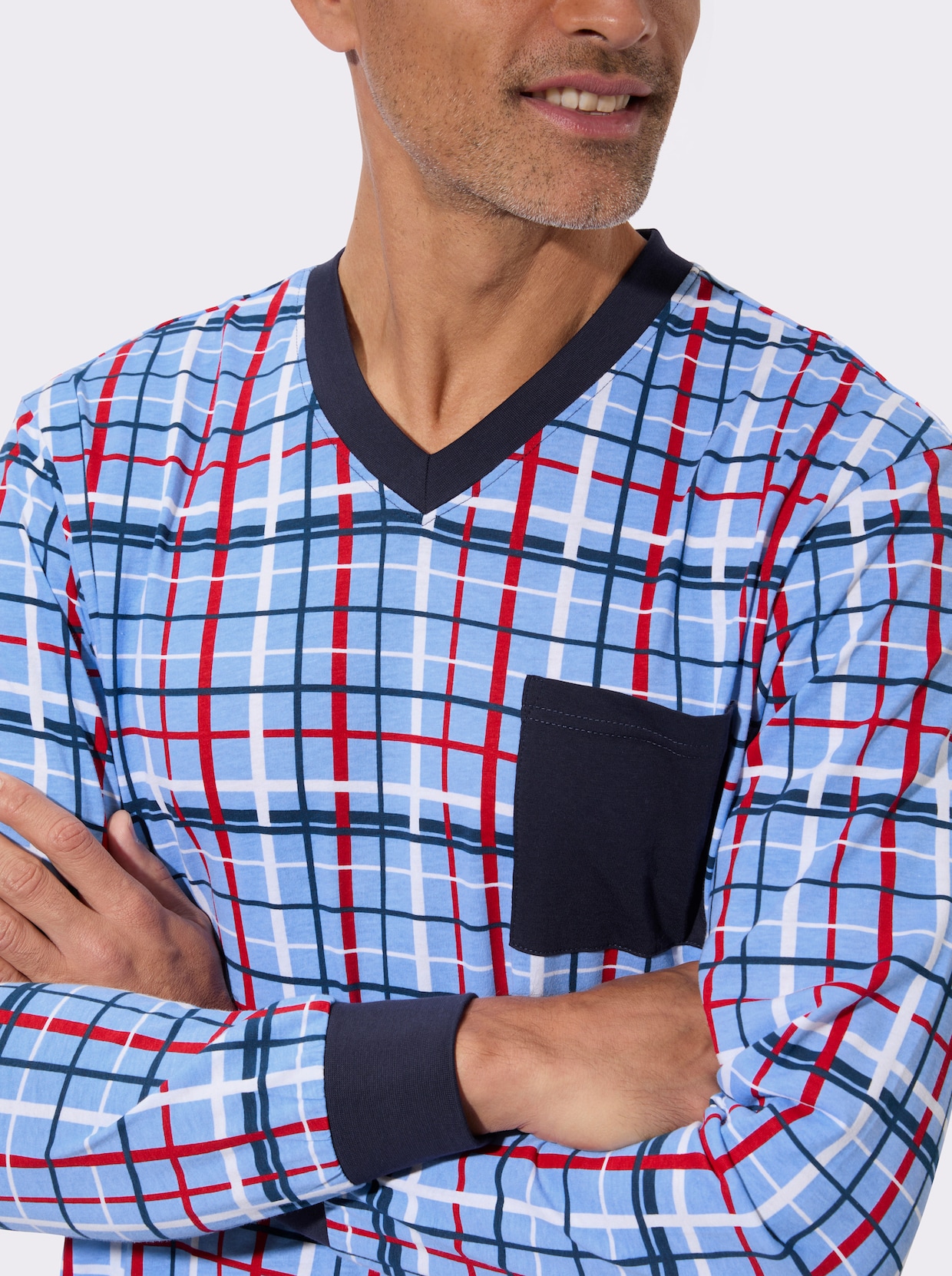 Pyjama met ruitpatroon - hemelsblauw geruit