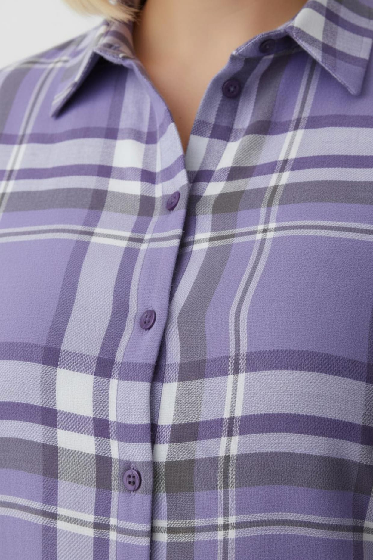 Flanellbluse im garngefärbten Karomuster - lila-lavendel-kariert