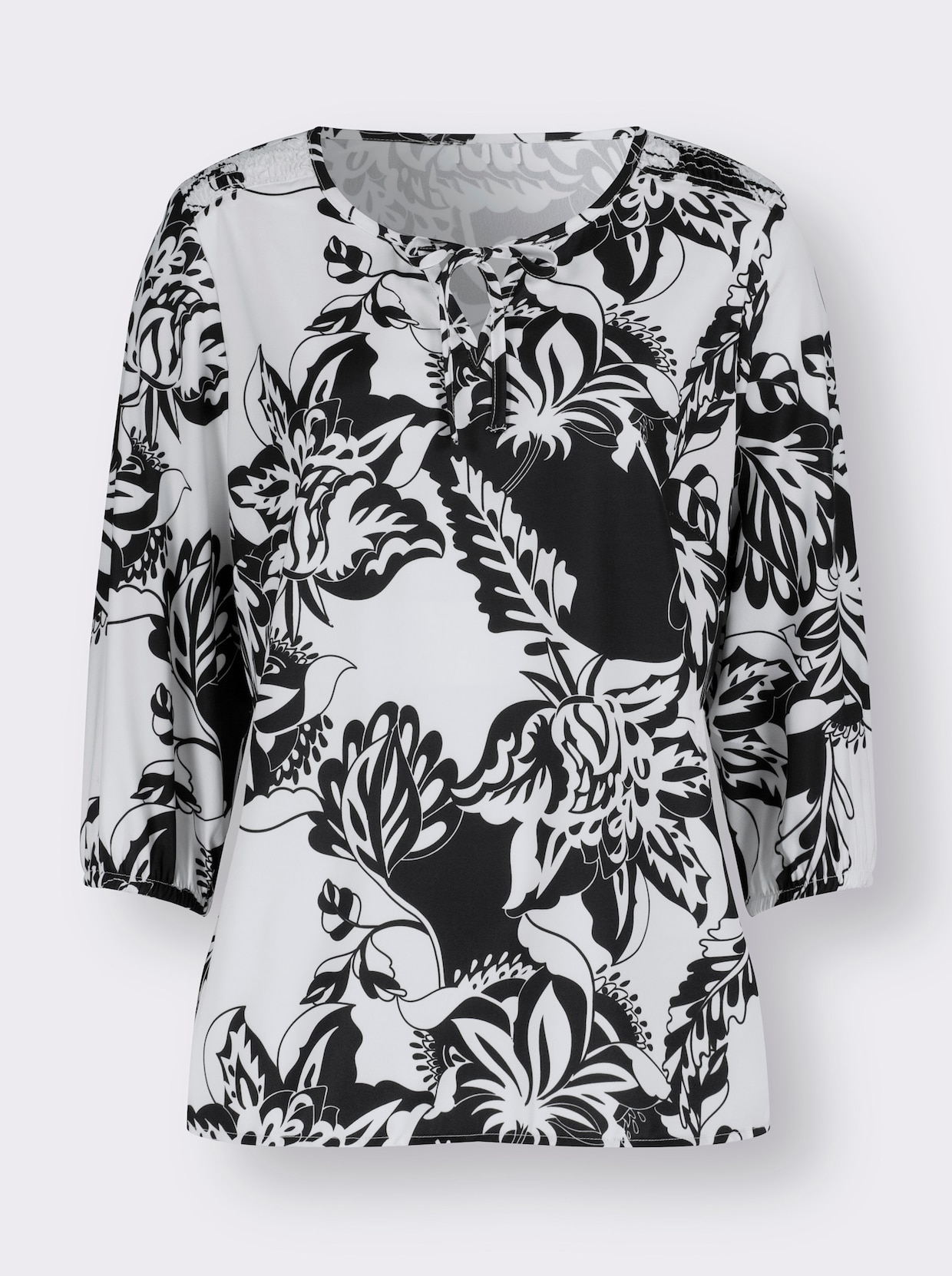 Blouse - ecru/zwart geprint