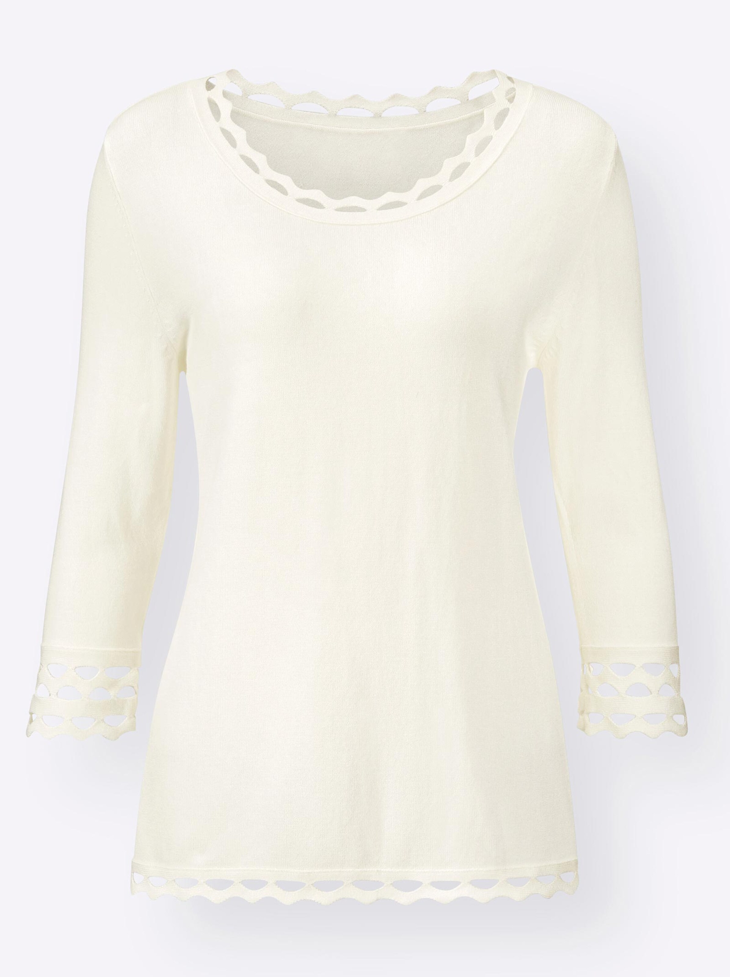 Damenmode Pullover 3/4 Arm-Pullover in weiß Damenmode Pullover 3/4 Arm-Pullover in weiß