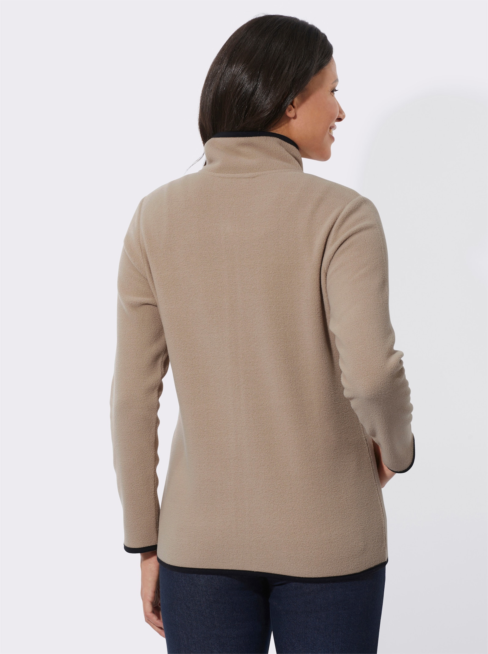 Fleecejacke mit Stickerei - sesam-schwarz