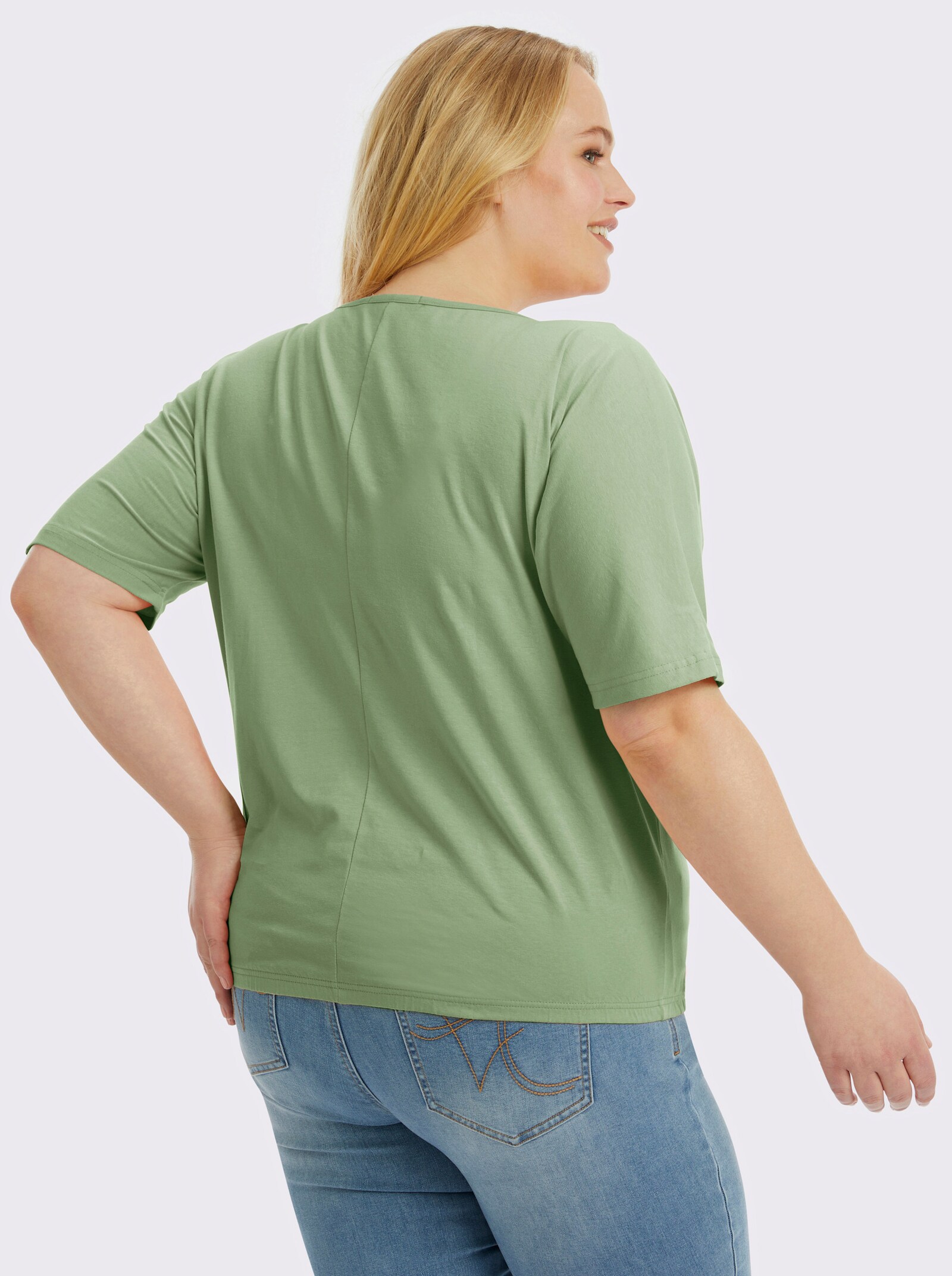 Kurzarmshirt mit Fledermausärmeln - eucalyptus