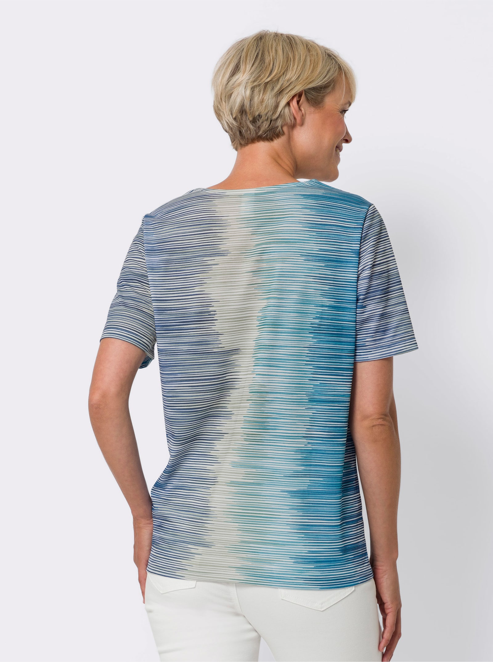 Shirt met korte mouwen en kleurverloop - turquoise/koningsblauw bedrukt