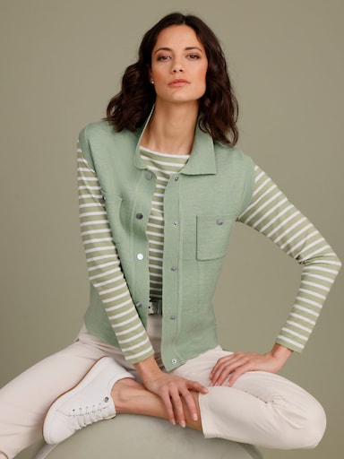 CREATION L PREMIUM Strickweste aus Wolle - eucalyptus-meliert
