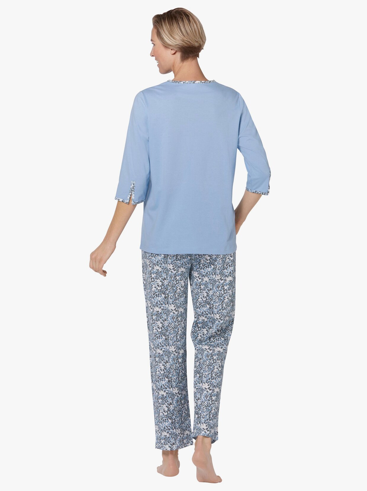 wäschepur Schlafanzug - blau-grau-bedruckt