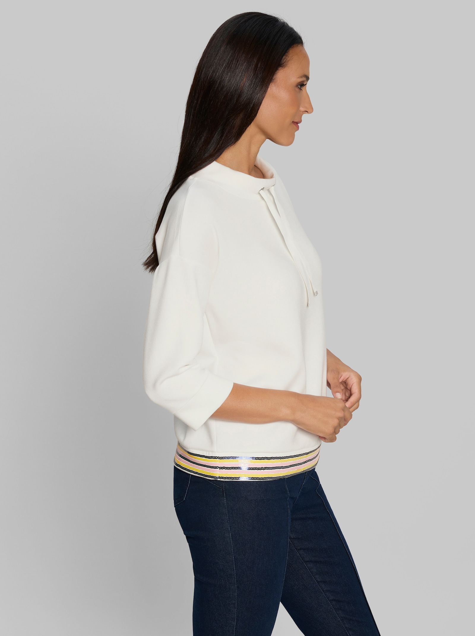 heine Sweatshirt mit Paillettensaum - ecru