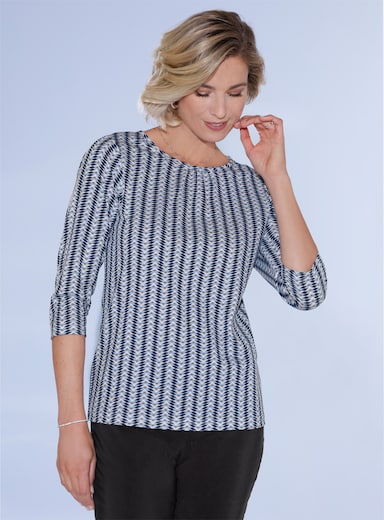 Shirt met ronde hals - bleu/marine bedrukt