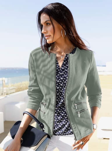 Jeansblazer mit Zier-Reißverschlüssen - schilf