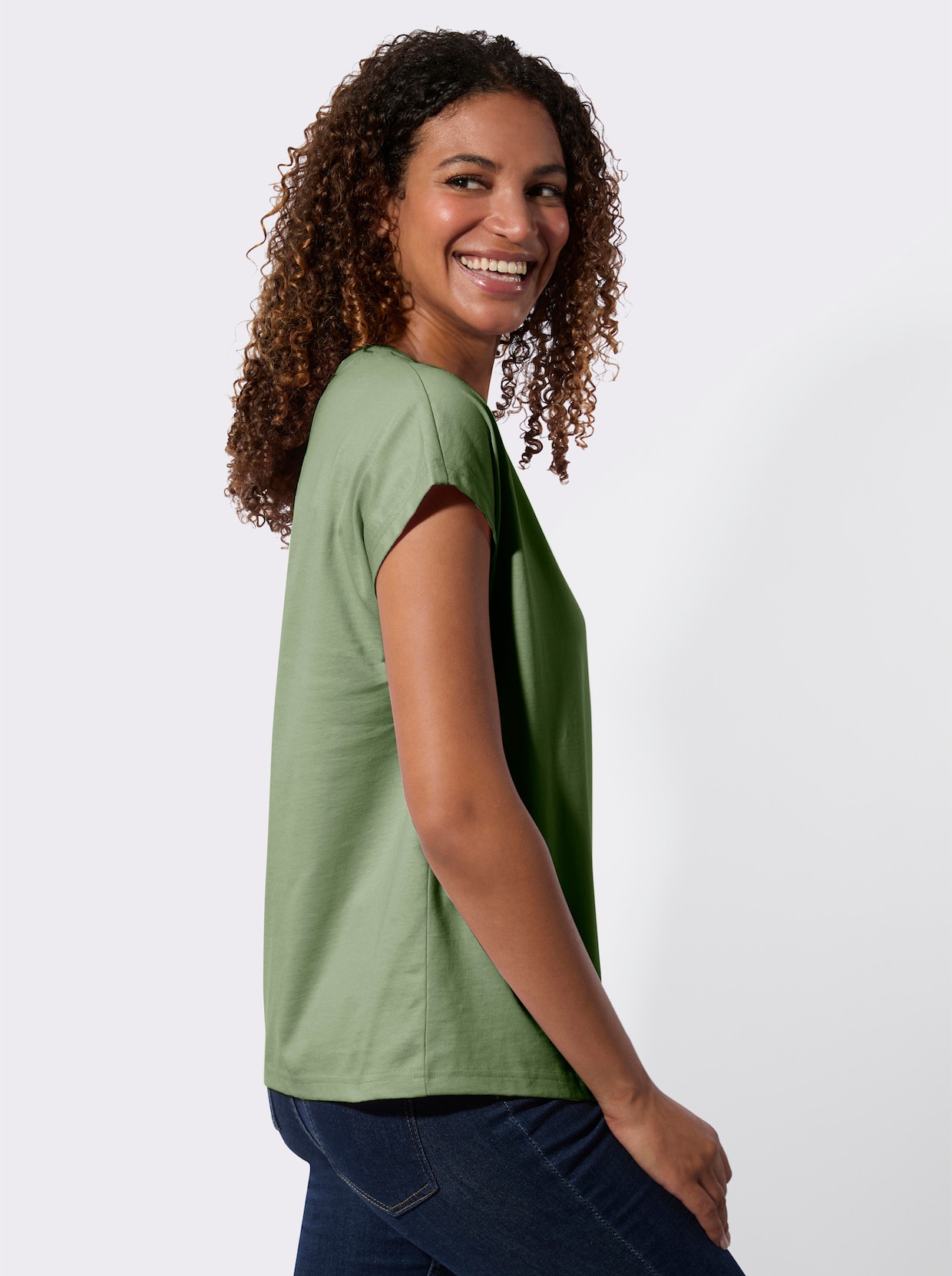 Shirt - eucalyptus + ecru