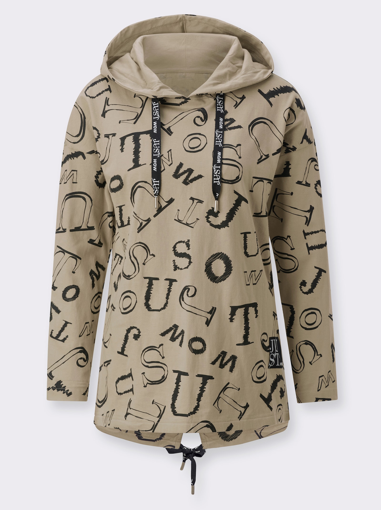 Longshirt im Lettering-Dessin - schlamm-schwarz