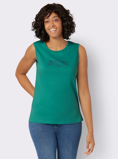 Shirttop mit Seitenschlitzen - smaragd