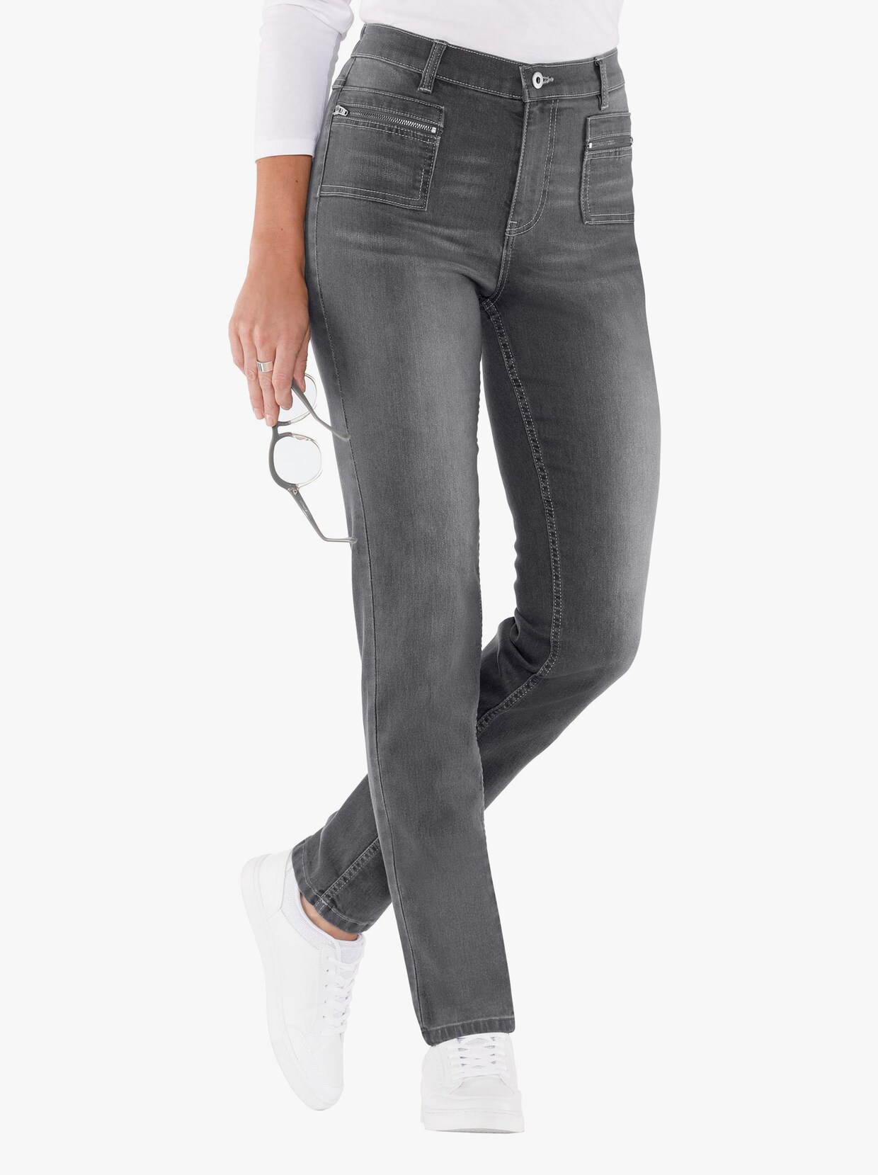 Jeans - grey-denim