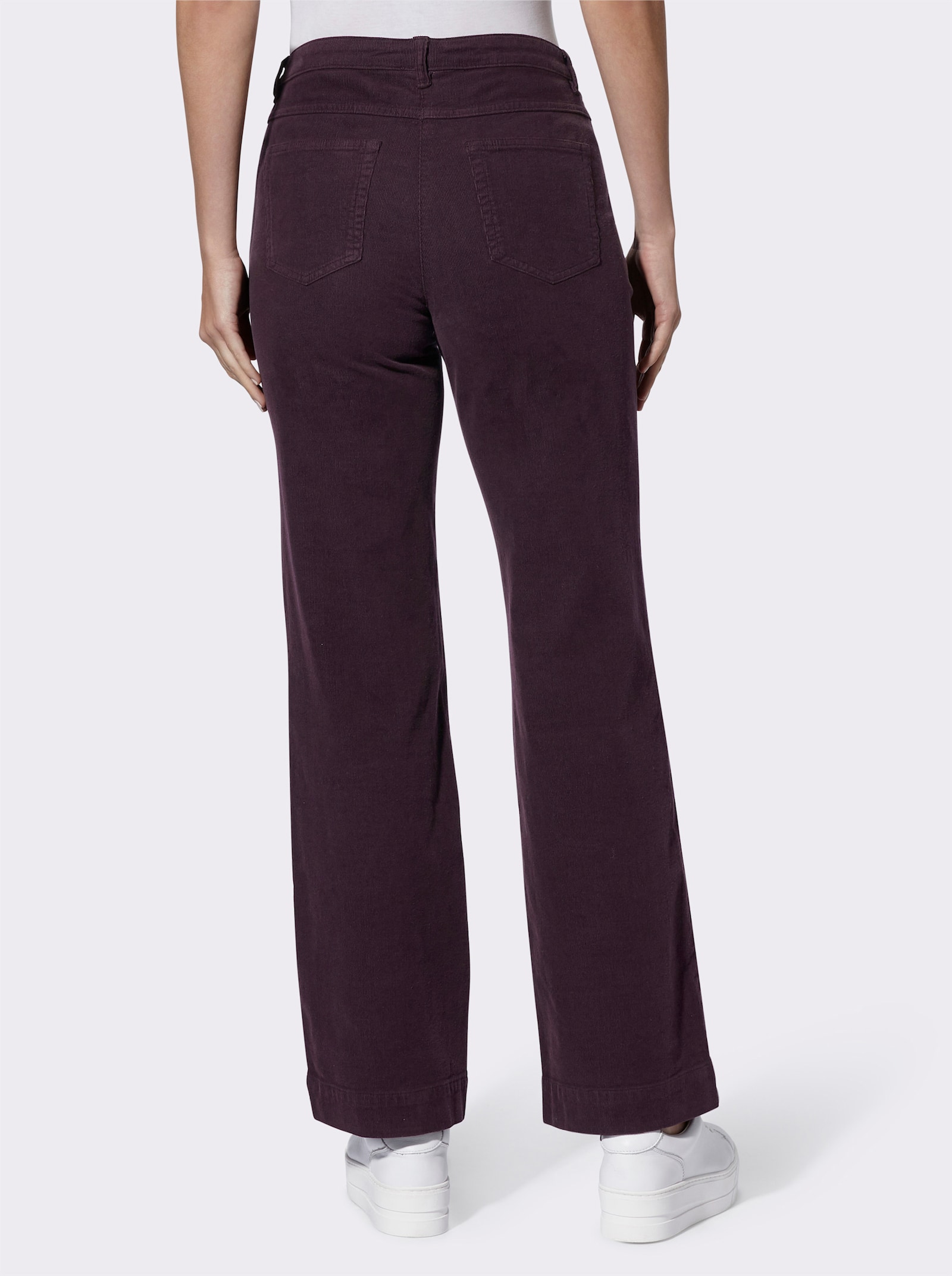 Cordhose mit breitem Saum - aubergine