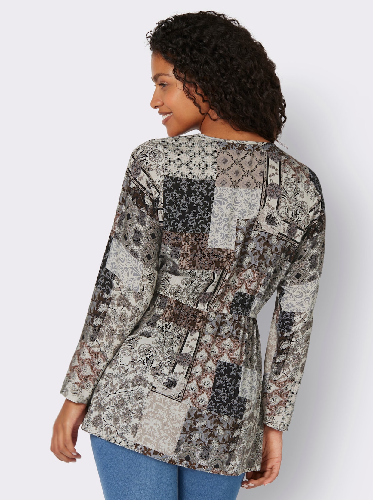 Tuniek - beige/zwart geprint