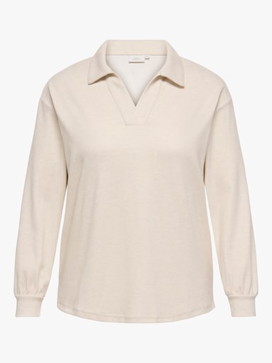 ONLY CARMAKOMA Langarm-Poloshirt - birch detail:melange