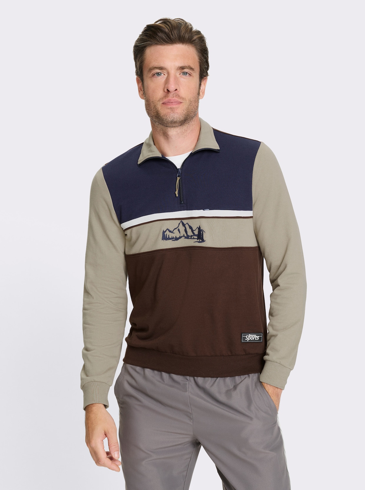 Catamaran Sports Sweatshirt mit Reissverschluss-Brusttasche - schlamm