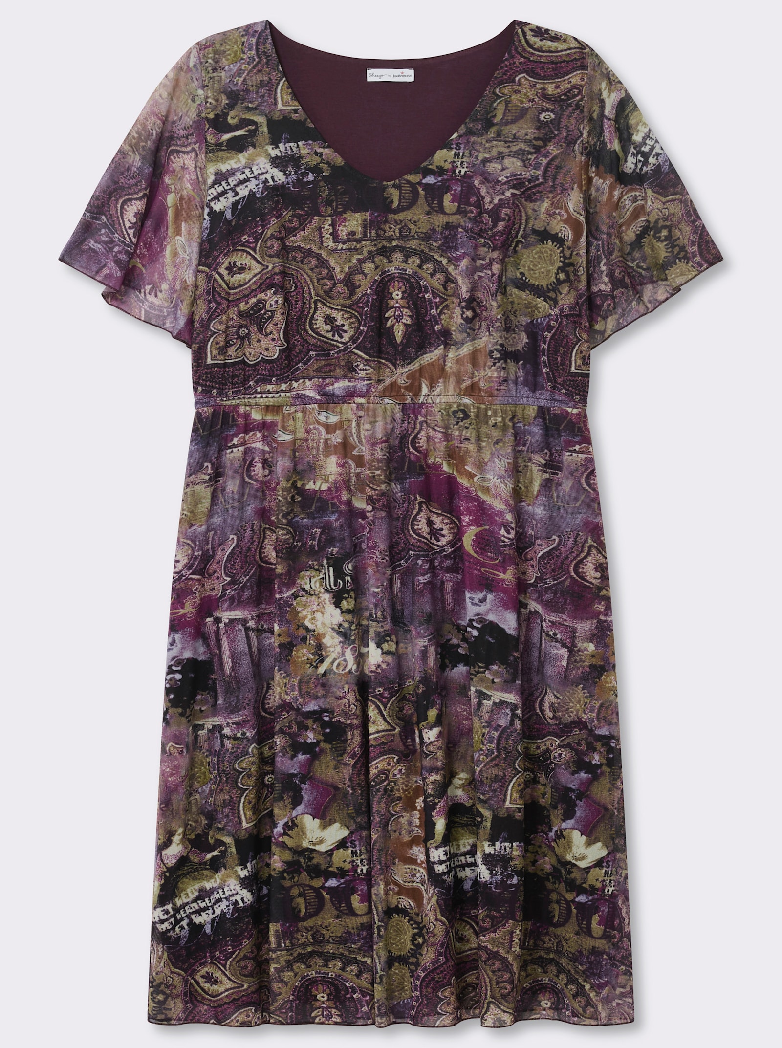sheego by Joe Browns Druckkleid aus Mesh, mit Paisleyprint - lila-magenta-gemustert