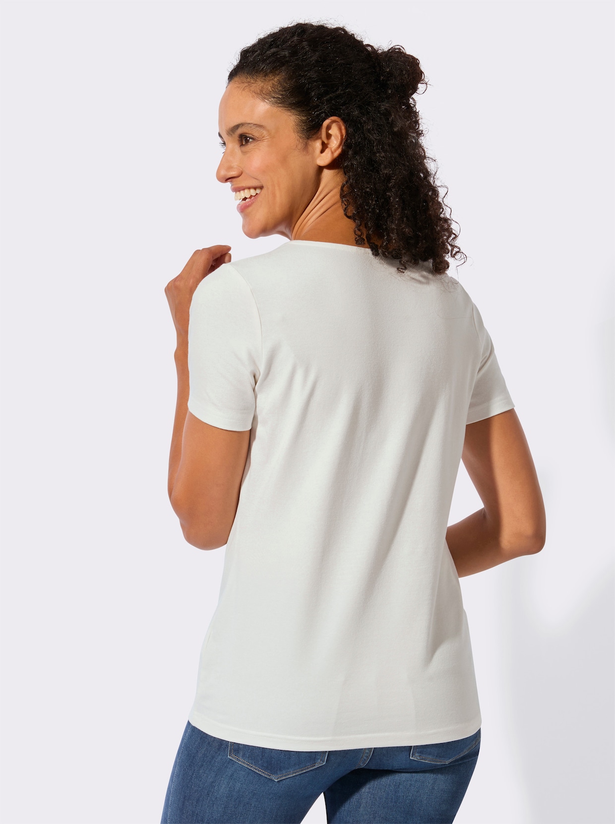 Kurzarmshirt - ecru-mint