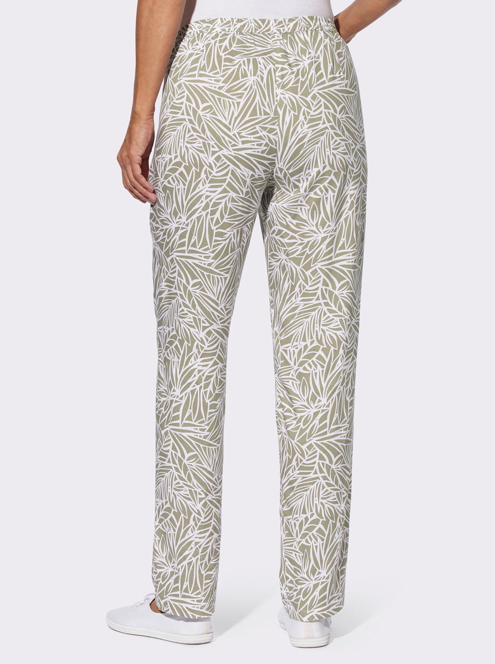 Comfortbroek van pure viscose, bedrukt - leem/ecru bedrukt