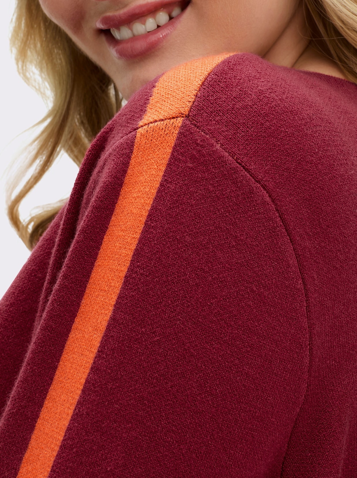 sheego Strickpullover - kirsche-orange