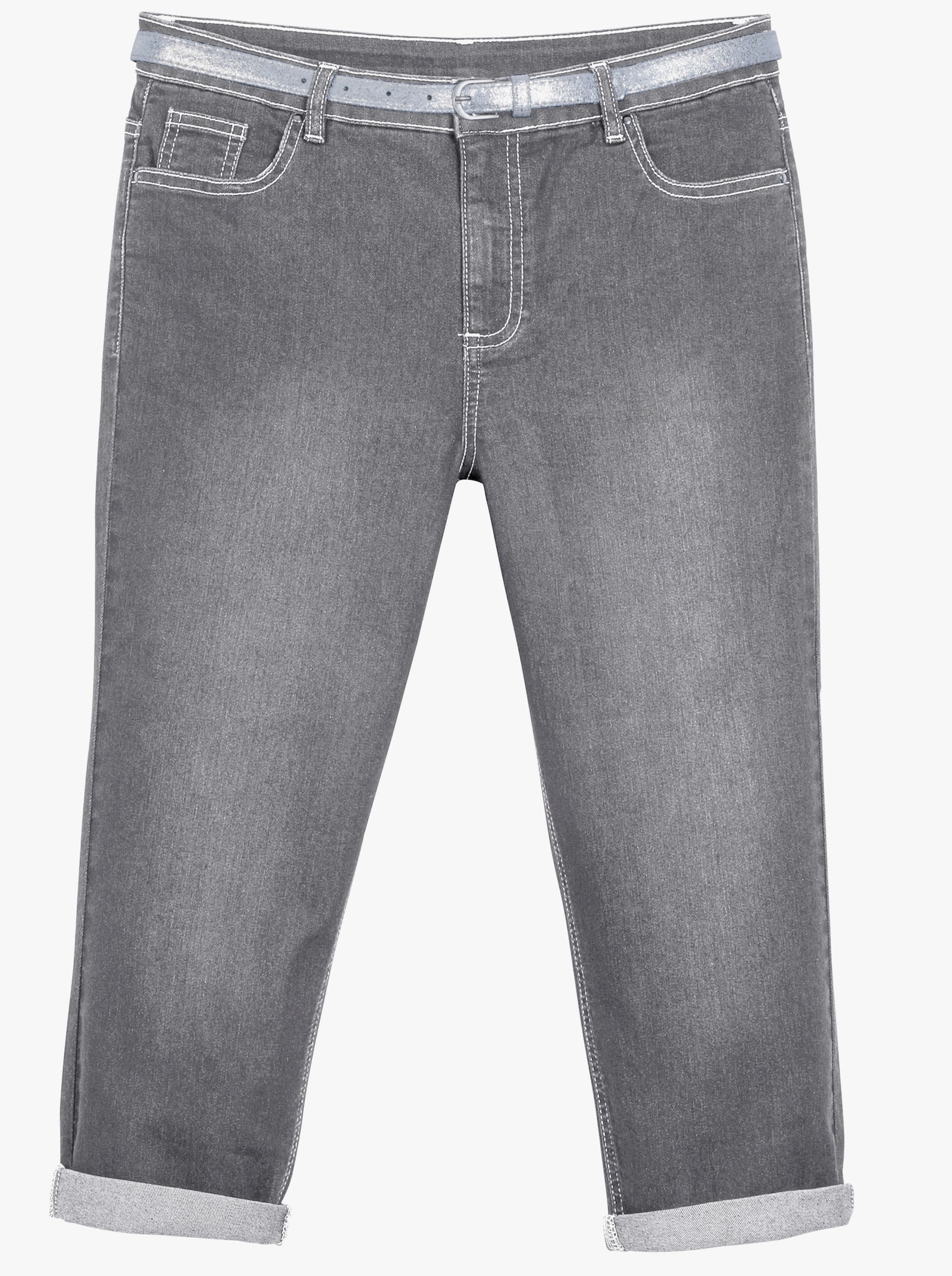 Caprijeans inklusive Gürtel - grey denim