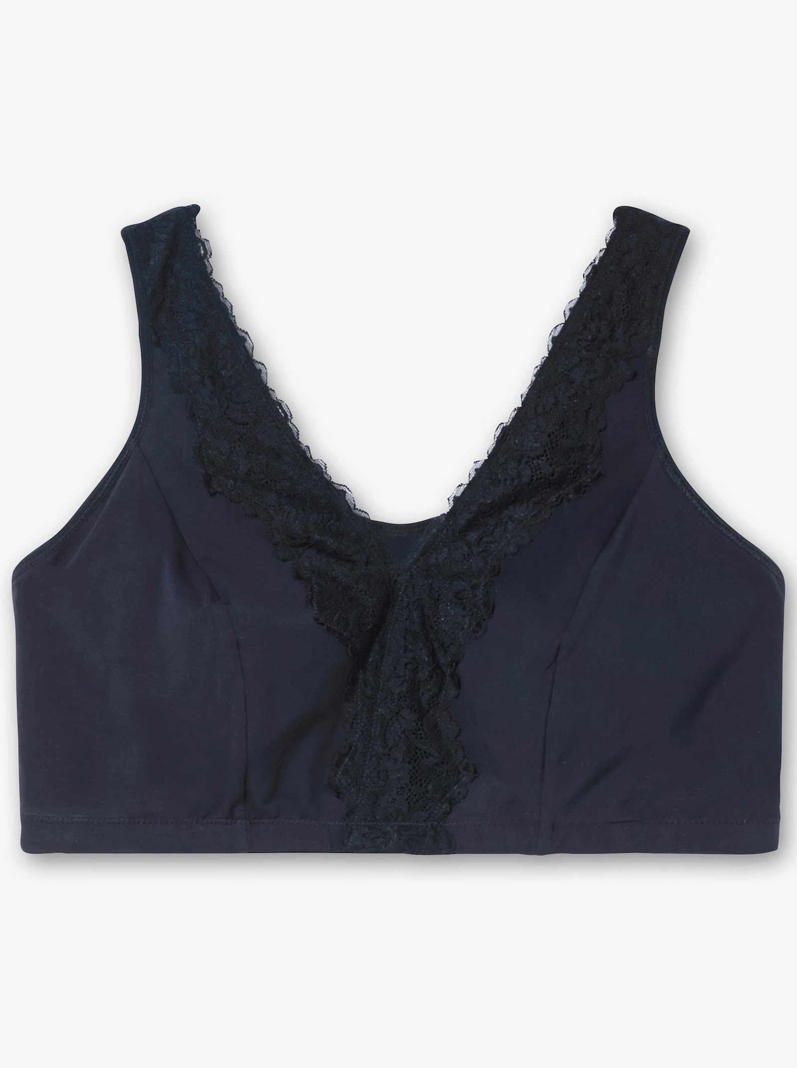 sheego Bügelloser BH in Bustier-Form, mit Spitzenborte - marine